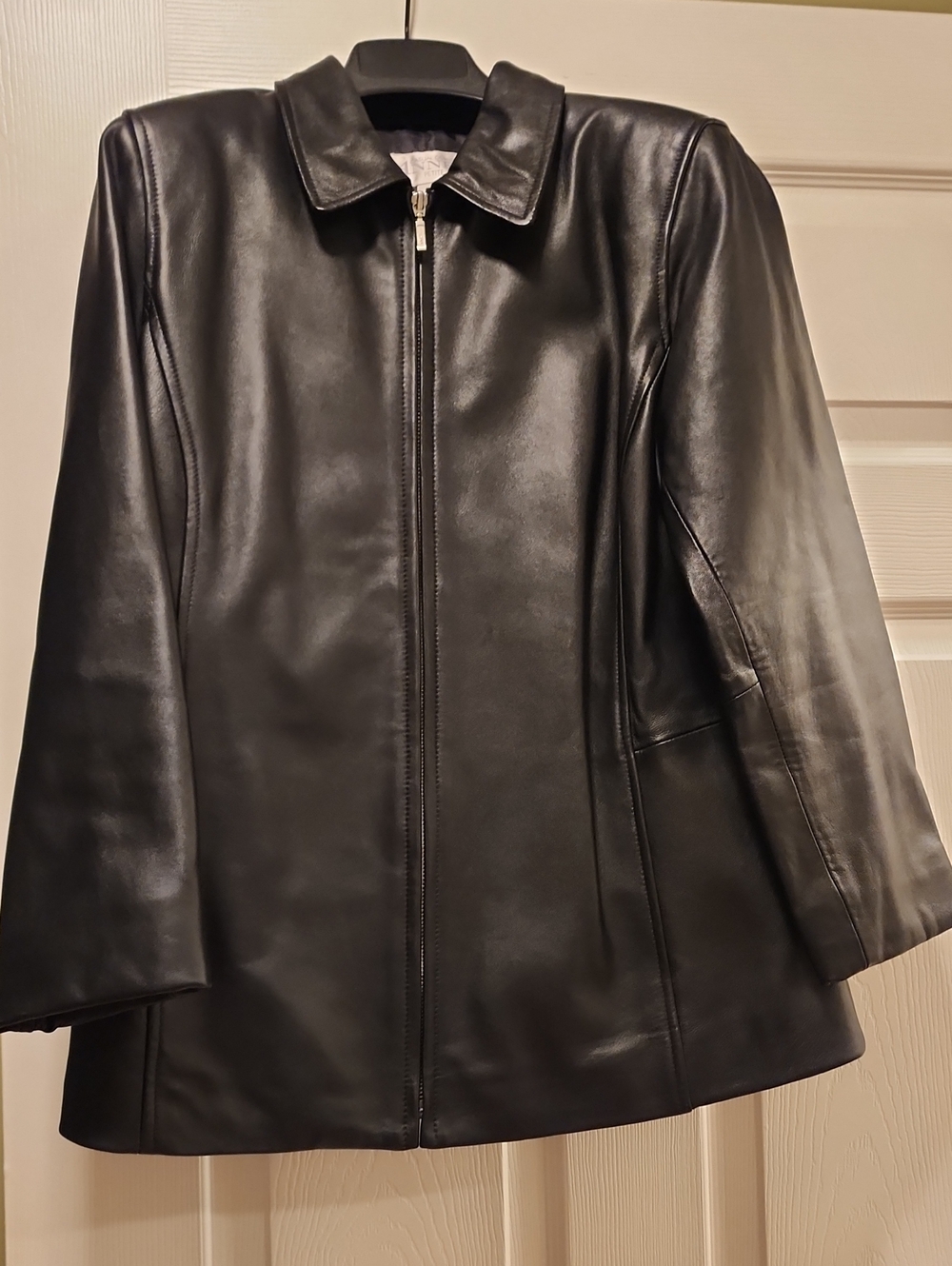 Casual Corner Black Leather Zip-Front Women's Jacket